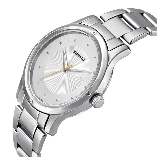 Sonata 8183SM02 | Sonata Women of Steel Silver Dial Metal Strap Watch for Women