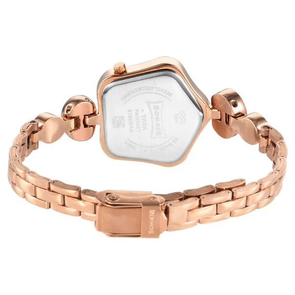 Sonata 8185KM01 | Sonata Utsav Pink Dial Rose Gold Bi Metal Strap Watch for Women