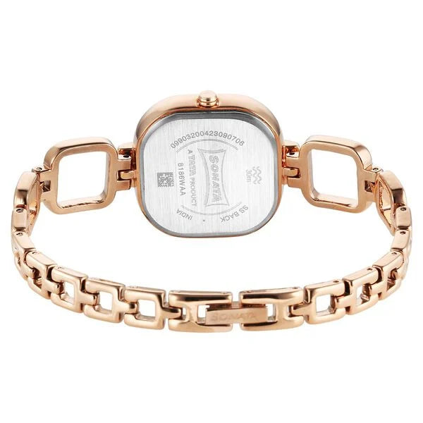 Sonata 8186WM01 | Sonata Wedding Quartz Analog Pink Dial Metal Strap Watch for Women