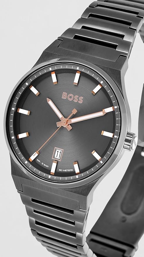 Boss 1514078 | Candor Men Quartz Grey Dial Analog Stainless Steel Watch.