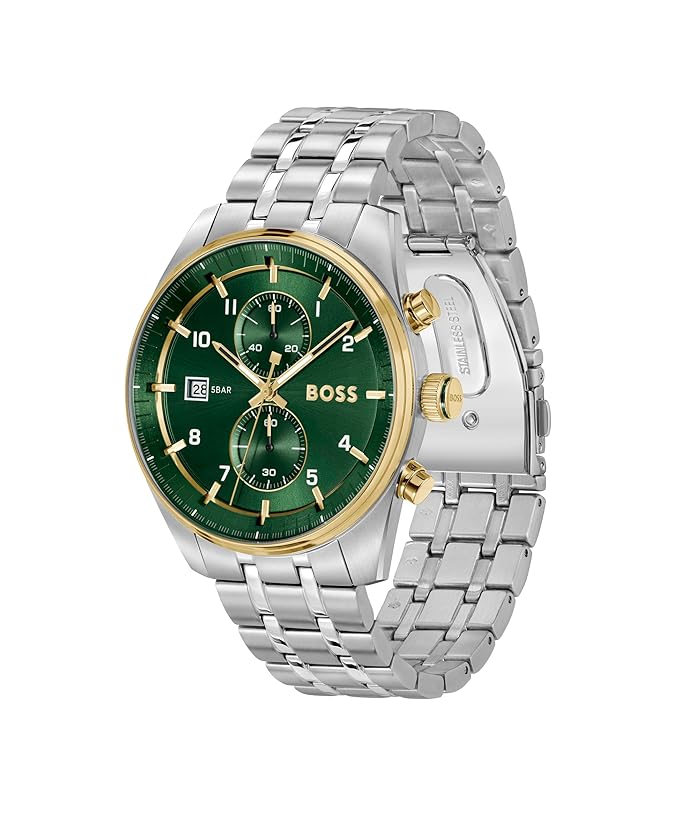 Boss 1514195 | Skytraveller Men Quartz Green Dial Chronograph Stainless Steel Watch