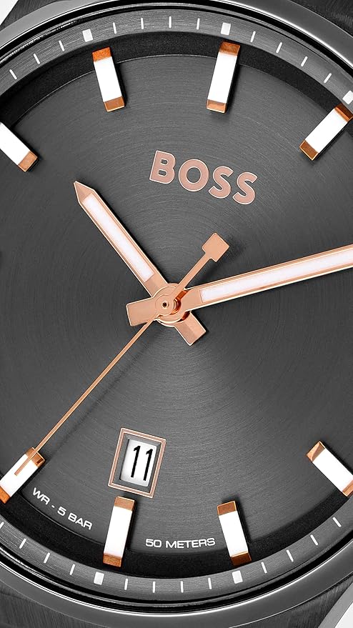 Boss 1514078 | Candor Men Quartz Grey Dial Analog Stainless Steel Watch.