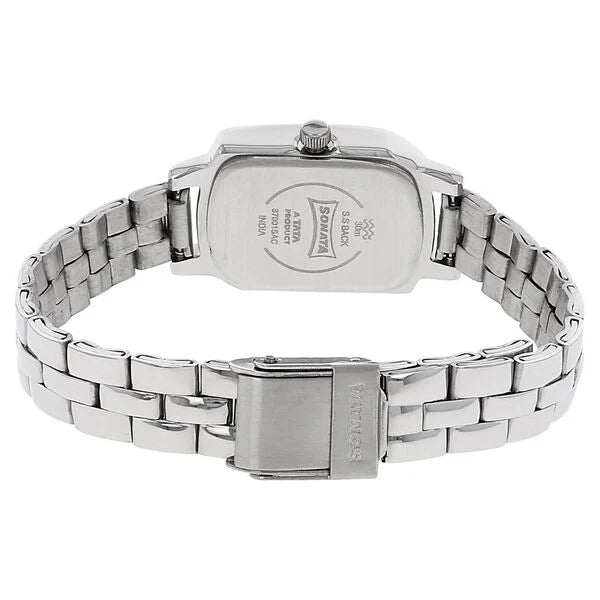 Sonata NJ87001SM01AC | Sonata Quartz Analog White Dial Stainless Steel Strap Watch for Women
