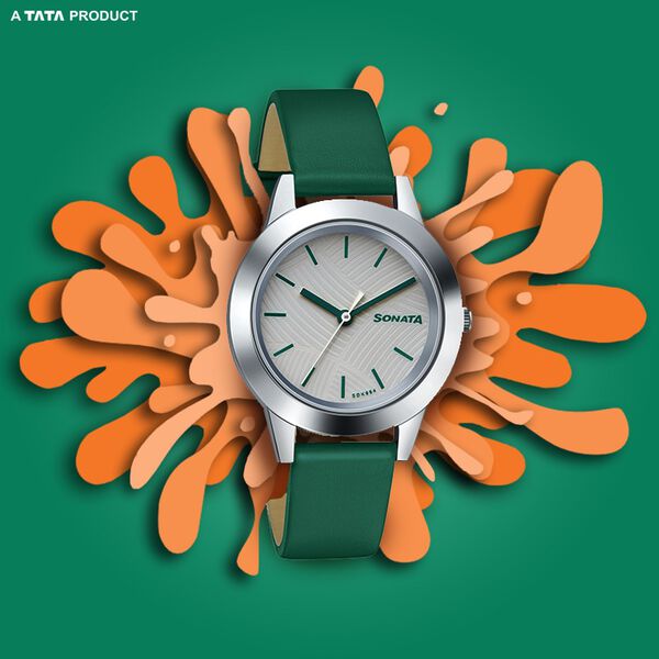 Sonata NS87019SL17 | Sonata Splash White Dial Women Watch With Leather Strap