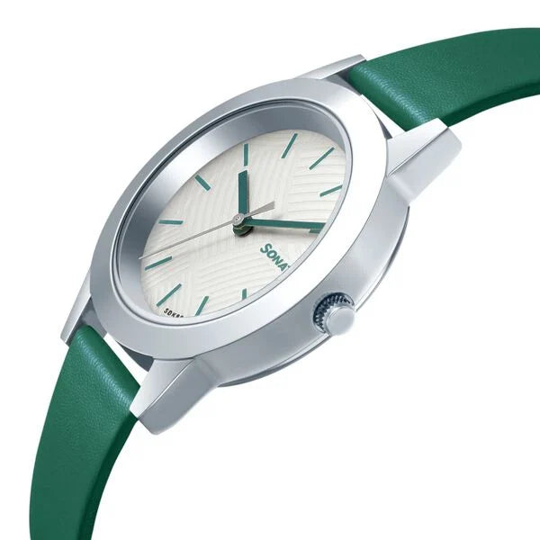 Sonata NS87019SL17 | Sonata Splash White Dial Women Watch With Leather Strap