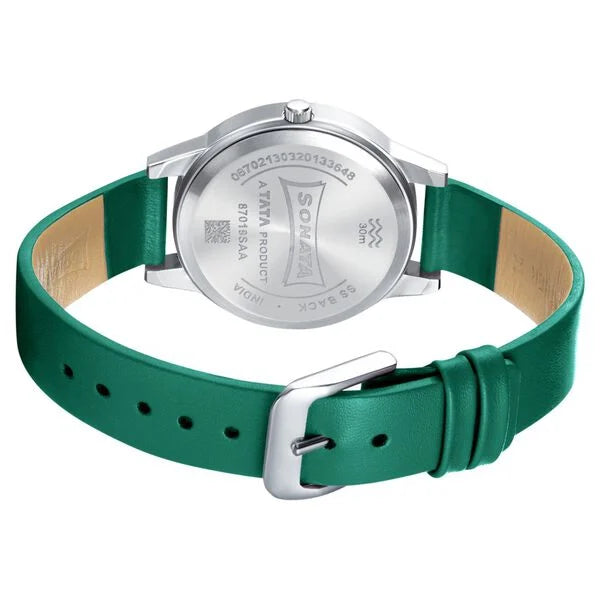 Sonata NS87019SL17 | Sonata Splash White Dial Women Watch With Leather Strap