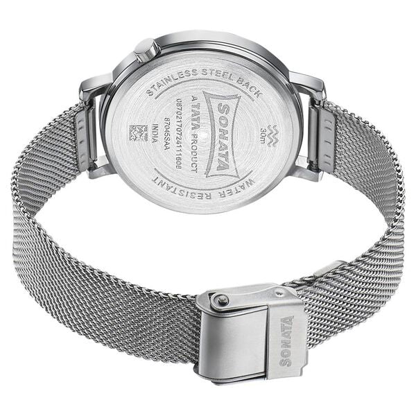 Sonata 87045SM01 | Sonata Elegent Essentials Quartz Analog Blue Dial Stainless Steel Strap Watch For Women