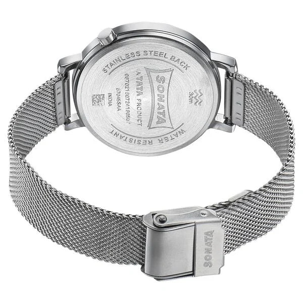 Sonata 87045SM02 | Sonata Elegent Essentials Quartz Analog Pink Dial Stainless Steel Strap Watch For Women