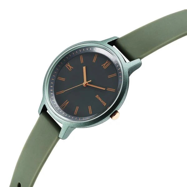 Sonata 87049PP18W | Sonata Splash Quartz Analog Grey Dial Plastic Strap Watch for Women