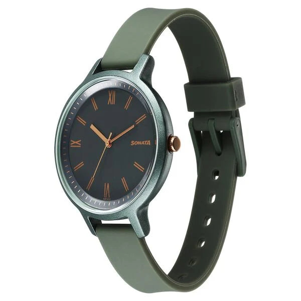 Sonata 87049PP18W | Sonata Splash Quartz Analog Grey Dial Plastic Strap Watch for Women