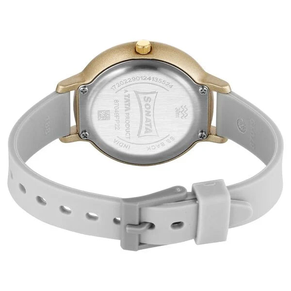 Sonata 87049PP22W | Sonata Splash Quartz Analog Silver Dial Plastic Strap Watch for Women