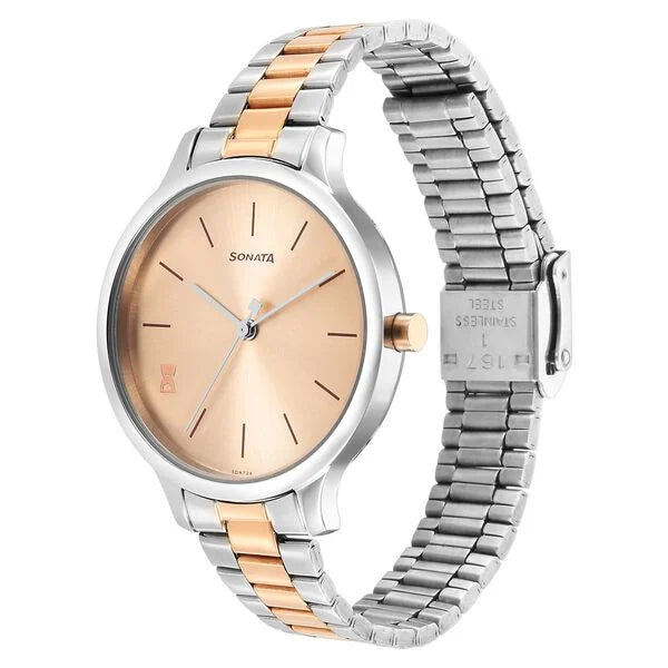 Sonata NS87050KM01 | Sonata Play Rose Gold Dial Watch for Women