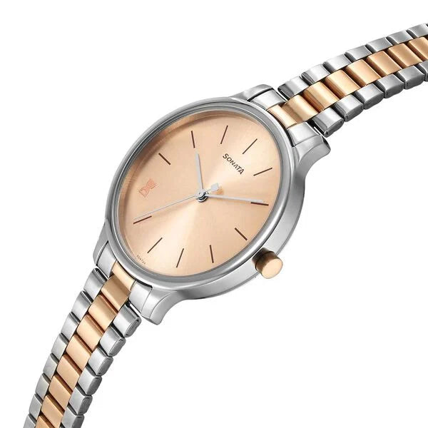 Sonata NS87050KM01 | Sonata Play Rose Gold Dial Watch for Women