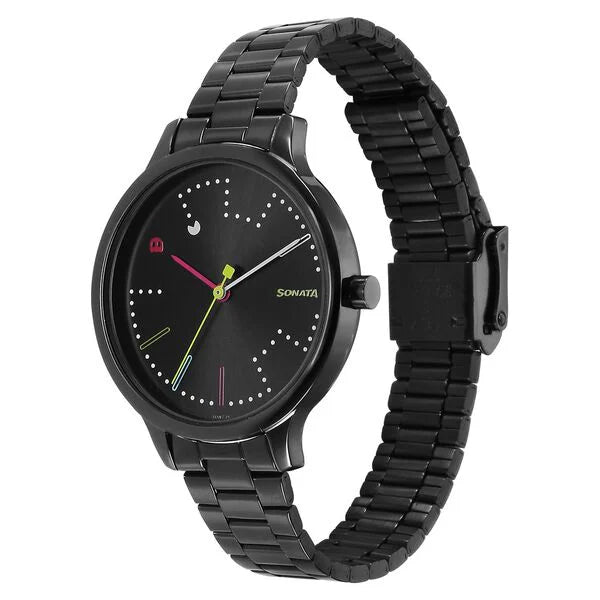 Sonata 87050NM02 | Sonata Play Black Dial Watch for Women