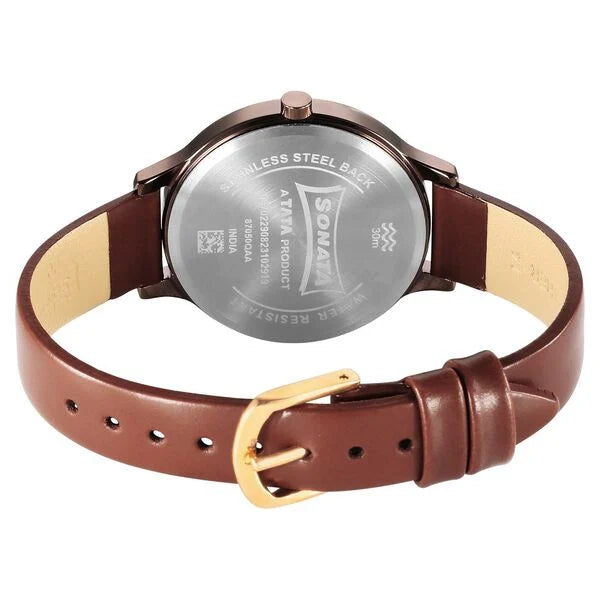 Sonata 87050QL02 | Sonata Blush Quartz Analog Brown dial Leather Strap Watch for Women