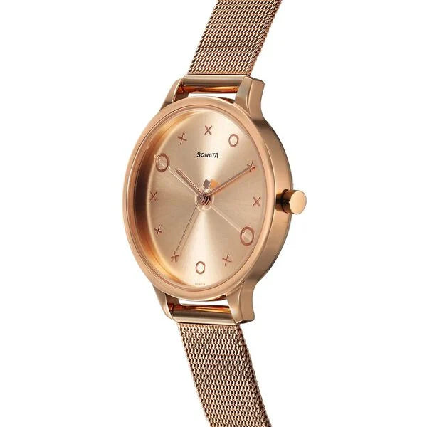 Sonata NS87050WM01 | Sonata Play Rose Gold Dial Watch for Women