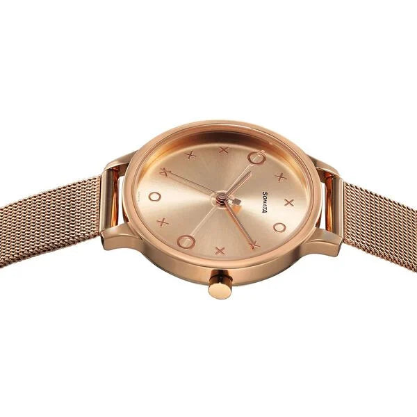 Sonata NS87050WM01 | Sonata Play Rose Gold Dial Watch for Women