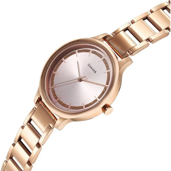 Sonata 7050WM06 | Sonata Blush Quartz Analog Pink dial Stainless Steel Strap Watch for Women