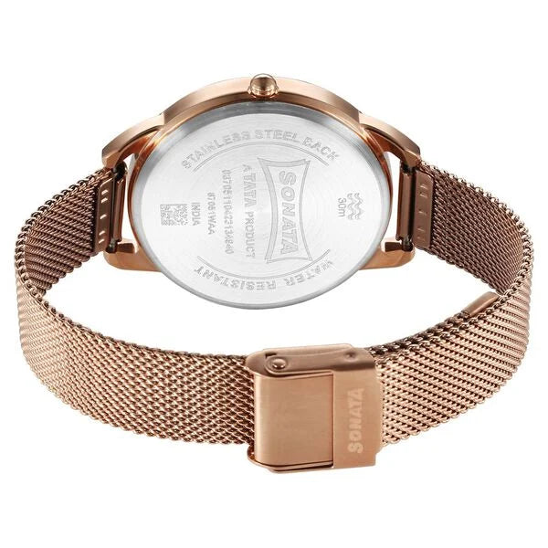 Sonata NS87051WM01 | Sonata Wedding Quartz Analog Green Dial Stainless Steel Strap Watch for Women