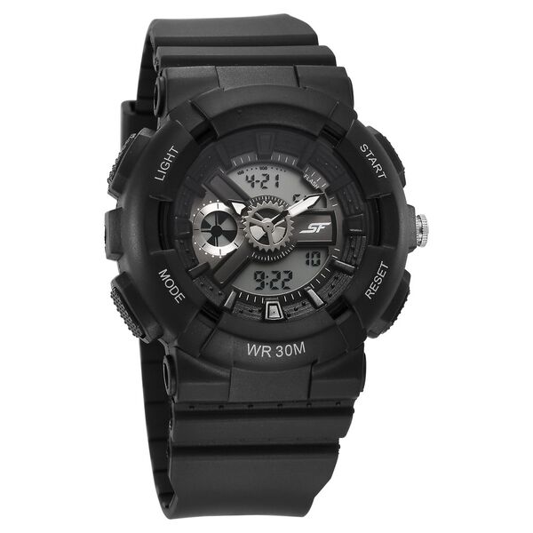 Sonata 87057PP050 | SF Unisex Classic Black Watch with Silver Accents - Timeless Elegance for Every Occasion