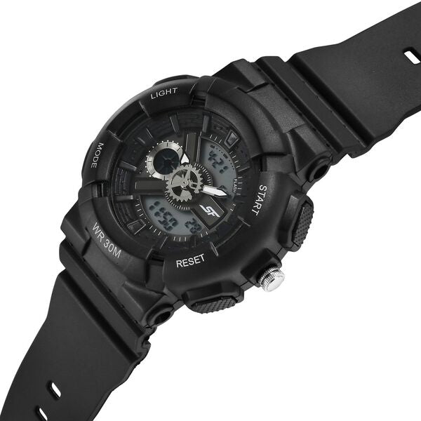 Sonata 87057PP050 | SF Unisex Classic Black Watch with Silver Accents - Timeless Elegance for Every Occasion