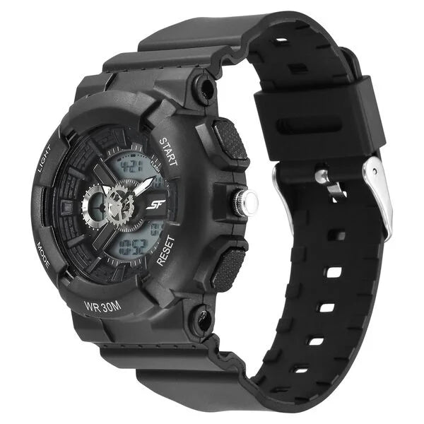 Sonata 87057PP050 | SF Unisex Classic Black Watch with Silver Accents - Timeless Elegance for Every Occasion