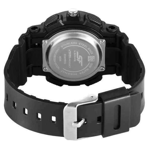 Sonata 87057PP050 | SF Unisex Classic Black Watch with Silver Accents - Timeless Elegance for Every Occasion