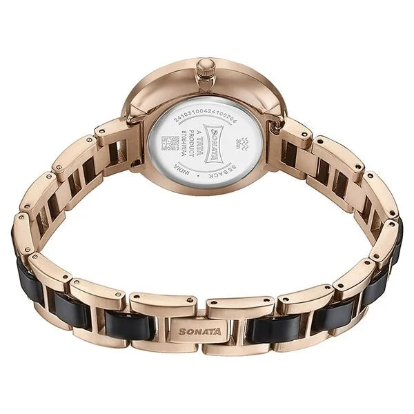 Sonata 87064KD01 | Sonata Quartz Analog Multicoloured Dial Two Toned Stainless Steel Strap Watch For Women