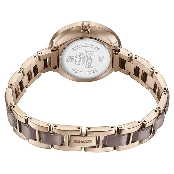 Sonata 87064KD02 | Sonata Quartz Analog Mother of Pearl Dial Two Toned Stainless Steel Strap Watch For Women