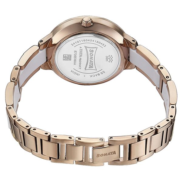 Sonata 87065KD02 | Sonata Quartz Analog Silver Dial Two Toned Stainless Steel Strap Watch For Women