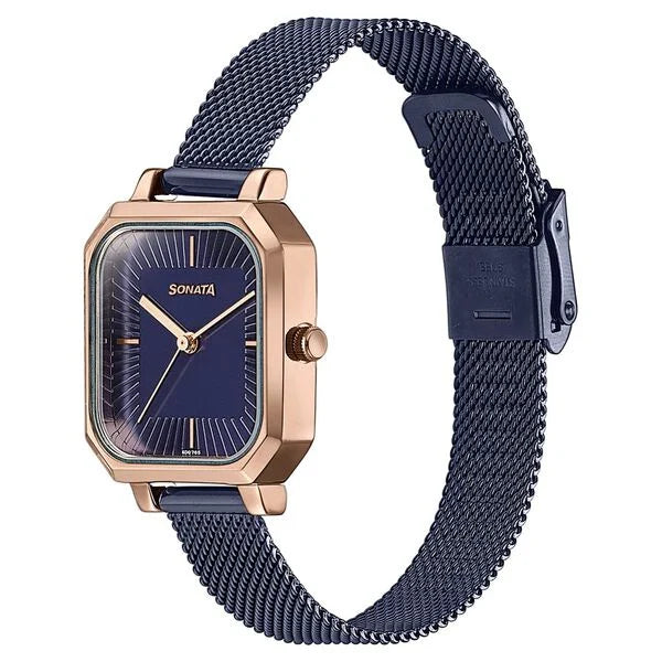 Sonata 87072KM02 | Sonata Modern Edit Quartz Analog Blue Dial Stainless Steel Strap Watch For Women