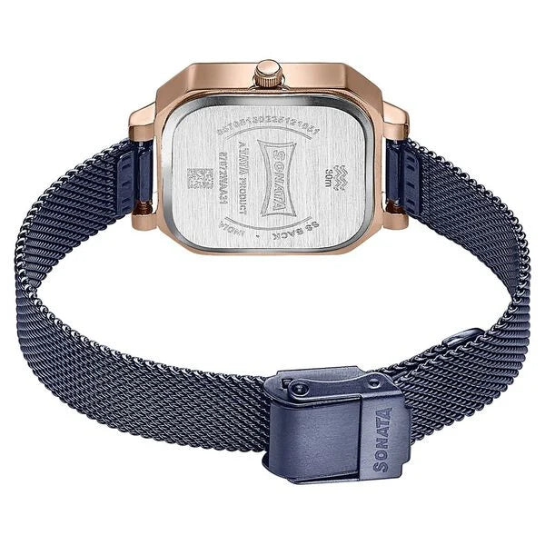Sonata 87072KM02 | Sonata Modern Edit Quartz Analog Blue Dial Stainless Steel Strap Watch For Women