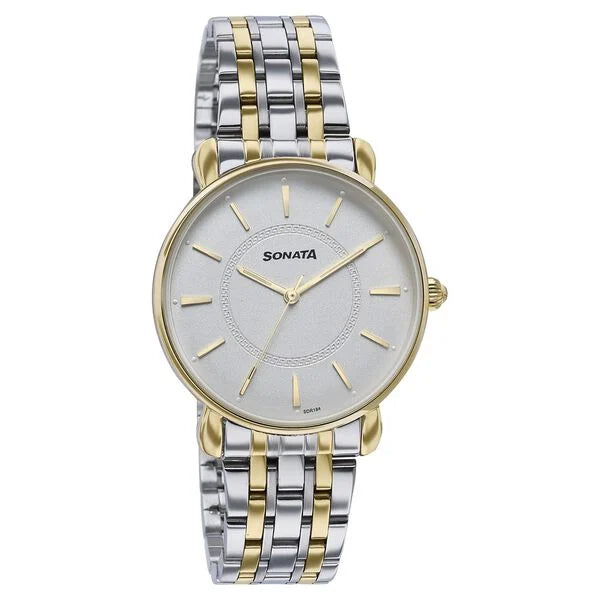 Sonata 87075BM01 | Sonata Wedding Quartz Analog Off White Dial Stainless Steel Strap Watch For Women