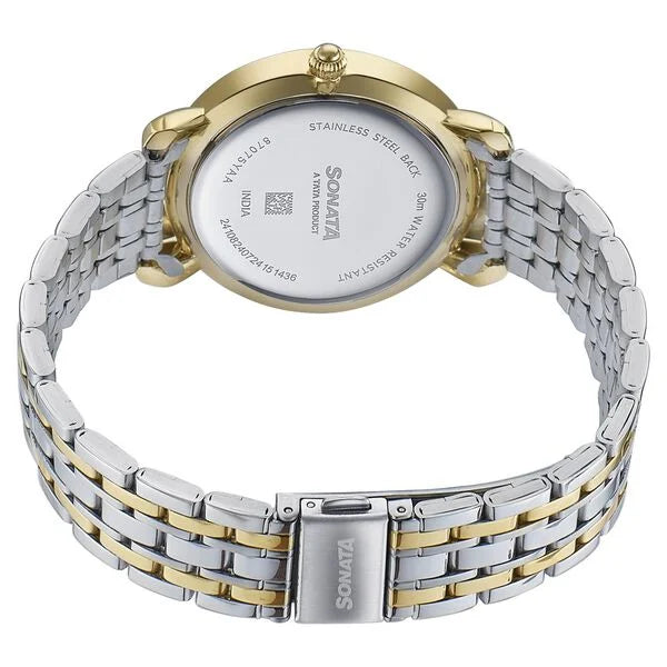 Sonata 87075BM01 | Sonata Wedding Quartz Analog Off White Dial Stainless Steel Strap Watch For Women