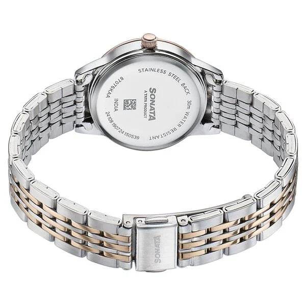 Sonata 87076KM02 | Sonata Wedding Quartz Analog Black Dial Stainless Steel Strap Watch For Women