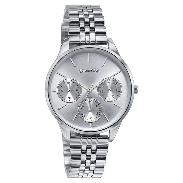 Sonata 87085SM01 | Sonata Wedding Edit Quartz Multifunction Silver Dial Stainless Steel Strap Watch For Women