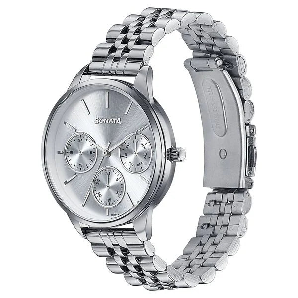 Sonata 87085SM01 | Sonata Wedding Edit Quartz Multifunction Silver Dial Stainless Steel Strap Watch For Women