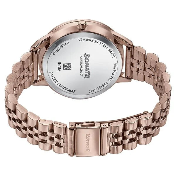 Sonata 87085WM01 | Sonata Wedding Edit Quartz Multifunction Pink Dial Stainless Steel Strap Watch For Women
