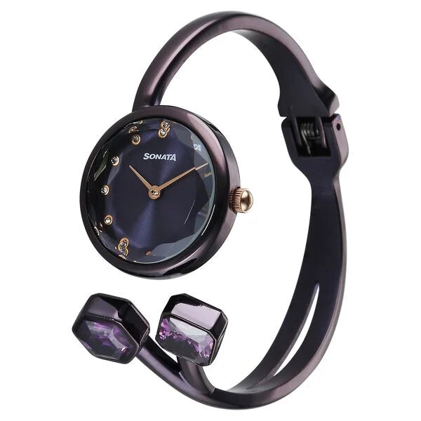 Sonata 87094KM01 | Sonata Aura Quartz Analog Purple Dial Purple Stainless Steel Strap Watch For Women