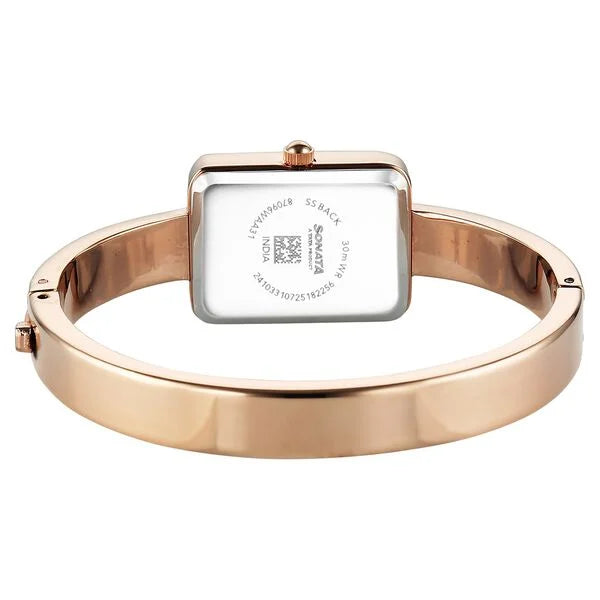 Sonata 87096WM01 | Sonata Aura Quartz Analog Pink Dial Rose Gold Stainless Steel Strap Watch For Women