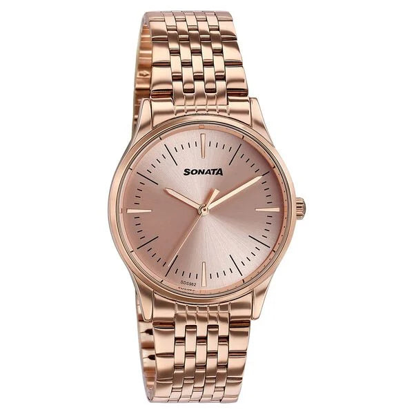 Sonata 87103WM01 | Sonata Verve Quartz Analog Rose Gold Dial Rose Gold Metal Strap Watch For Women