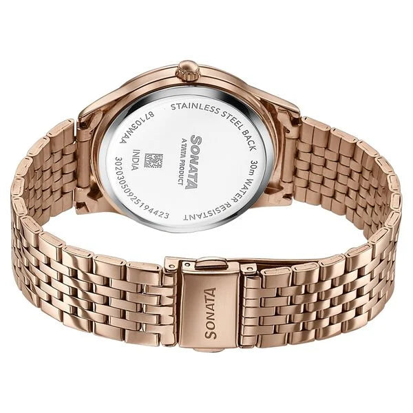 Sonata 87103WM01 | Sonata Verve Quartz Analog Rose Gold Dial Rose Gold Metal Strap Watch For Women