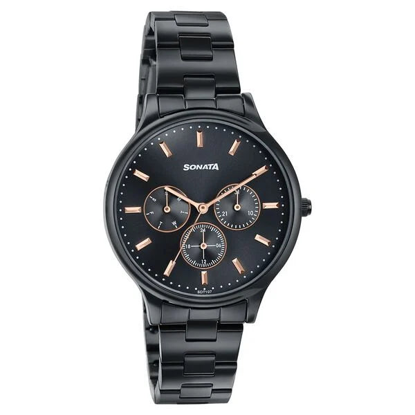 Sonata 87119NM01 | Sonata Women's Work Wear braitiful black Watch - Premium Multifunction design for everyday style