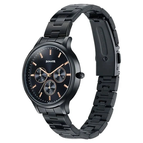 Sonata 87119NM01 | Sonata Women's Work Wear braitiful black Watch - Premium Multifunction design for everyday style