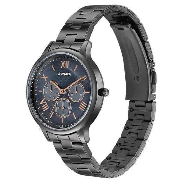 Sonata 87119QM01 | Sonata Women's Work Wear braitiful gun metal Watch - Premium Multifunction design for everyday style