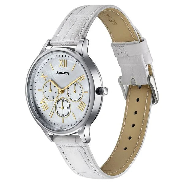 Sonata 87119SL01 | Sonata Women's Work Wear leather Watch - Premium Multifunction design for everyday style