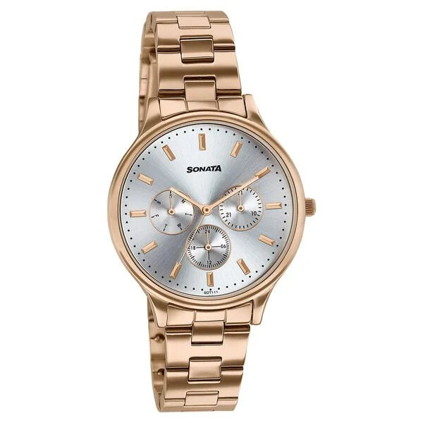 Sonata 87119WM01 | Sonata Women's Work Wear rose goldWatch - Premium Multifunction design for everyday style