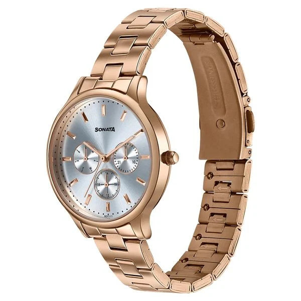 Sonata 87119WM01 | Sonata Women's Work Wear rose goldWatch - Premium Multifunction design for everyday style