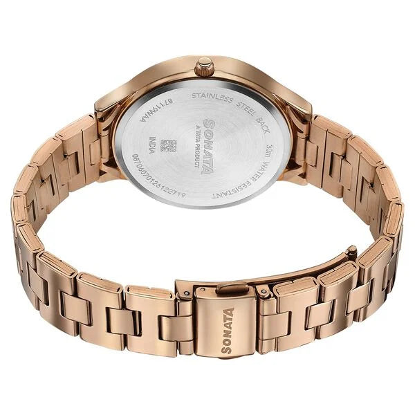 Sonata 87119WM01 | Sonata Women's Work Wear rose goldWatch - Premium Multifunction design for everyday style