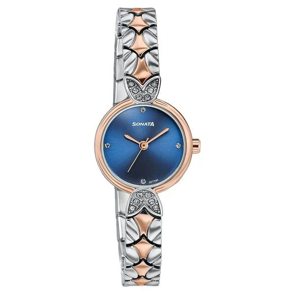 Sonata 87124KM02 | Women's Vintage style blue Blue dial Bracelet Watch